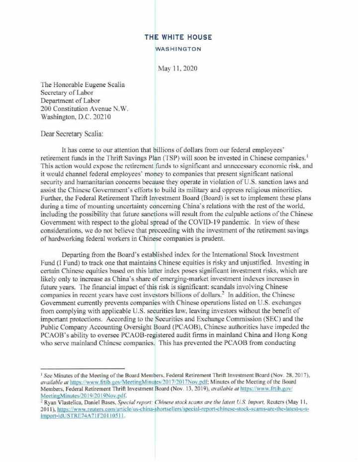 Tổng thống Trump lệnh r&uacute;t tiền Quỹ Hưu tr&iacute; Mỹ ra khỏi chứng kho&aacute;n Trung Quốc - Ảnh 2.