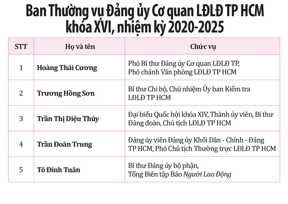 Ban Chấp h&agrave;nh Đảng bộ Cơ quan LĐLĐ TP HCM kh&oacute;a XVI, nhiệm kỳ 2020-2025 - Ảnh 2.