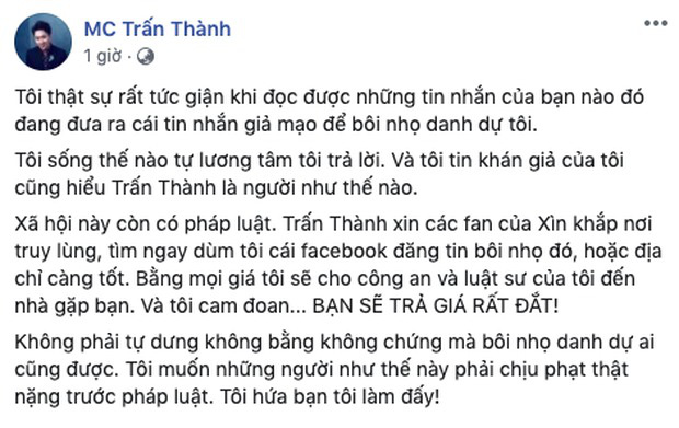 Trấn Thành thông báo ngày 1-6 sẽ xử lý vụ 3 người tung tin anh bay lắc - Ảnh 1.