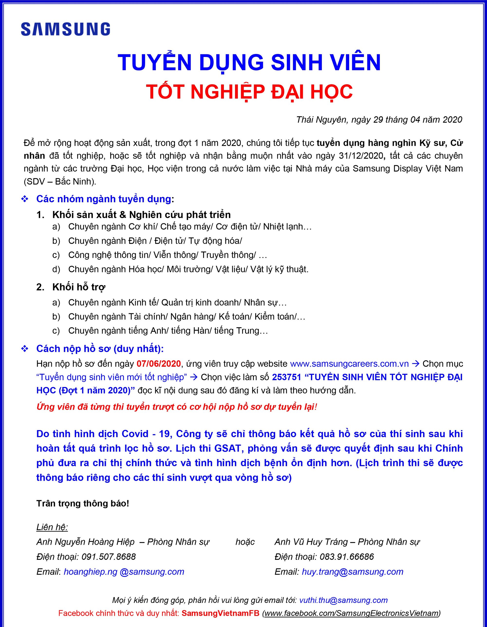 Samsung Việt Nam tuyển h&agrave;ng ng&agrave;n nh&acirc;n sự chất lượng cao - Ảnh 2.