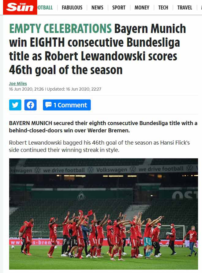 B&aacute;o ch&iacute; thế giới th&aacute;n phục kỳ t&iacute;ch 8 ng&ocirc;i v&ocirc; địch của Bayern Munich - Ảnh 5.