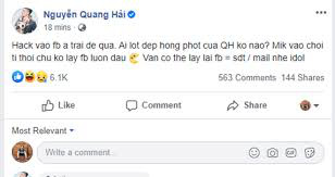 Facebook bị hack, lộ nhiều chuyện ri&ecirc;ng tư, Quang Hải cầu cứu an ninh mạng - Ảnh 1.