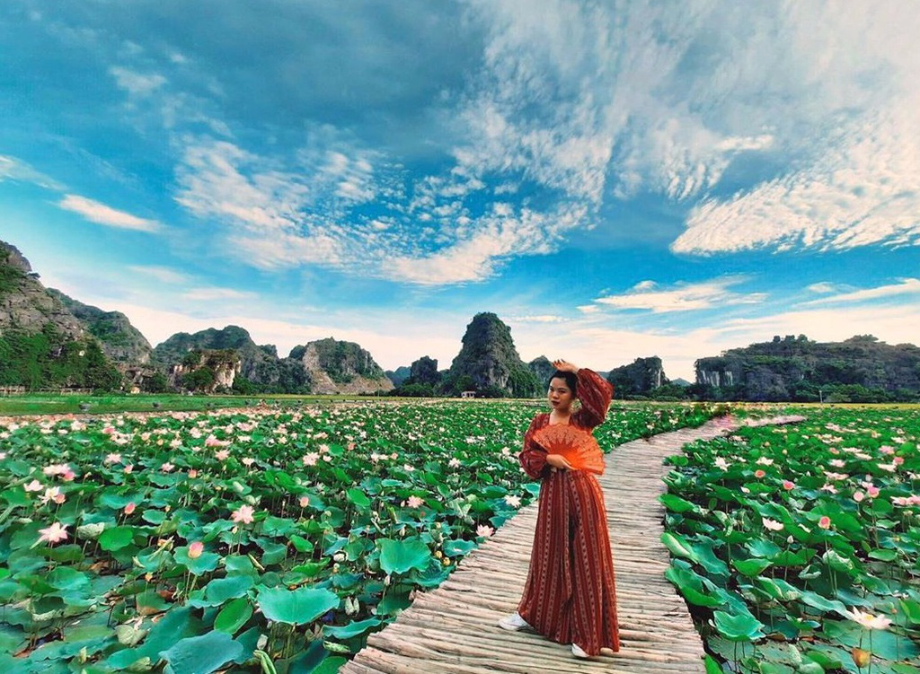 Đến hang Múa, check-in đầm sen nở rộ