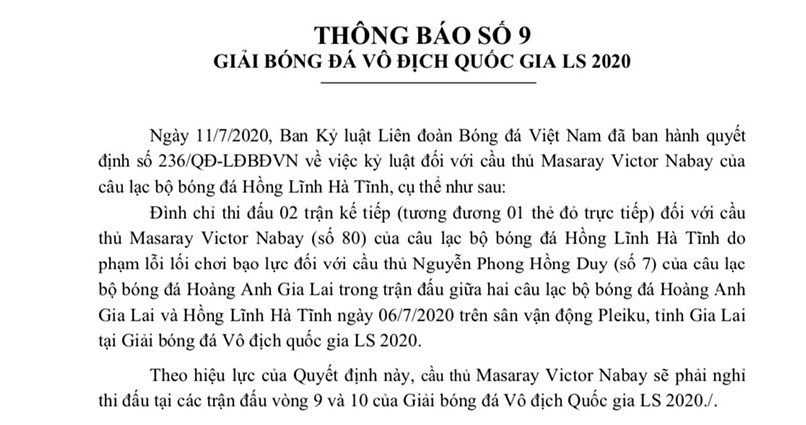 Trước trận gặp SLNA,  Hồng Lĩnh Hà Tĩnh choáng váng vì VPF treo giò ngoại binh