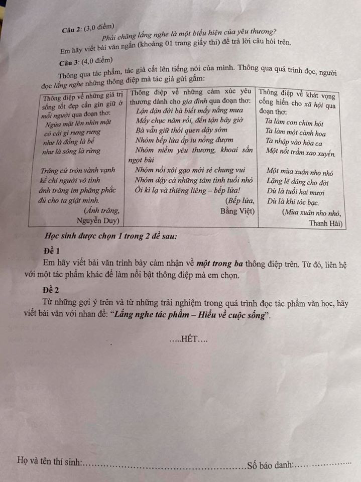 Đề thi văn thú vị, dạt dào xúc cảm - Ảnh 2.