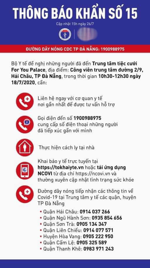 Bộ Y tế thông báo khẩn liên quan bệnh nhân Covid-19 ở Đà Nẵng - Ảnh 1.
