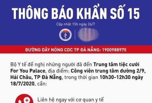 Bộ Y tế thông báo khẩn liên quan bệnh nhân Covid-19 ở Đà Nẵng