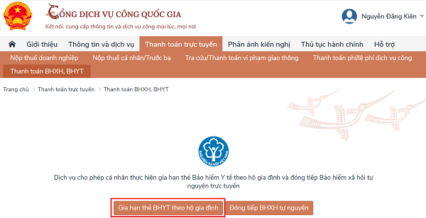 C&aacute;ch gia hạn thẻ BHYT, đ&oacute;ng tiếp BHXH tự nguyện tr&ecirc;n Cổng dịch vụ c&ocirc;ng Quốc gia - Ảnh 3.