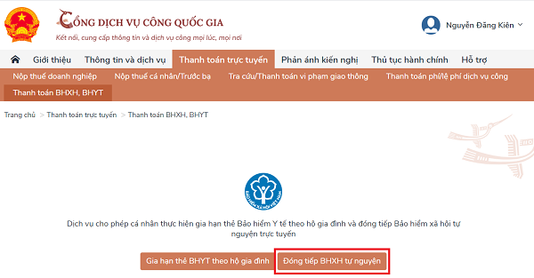 C&aacute;ch gia hạn thẻ BHYT, đ&oacute;ng tiếp BHXH tự nguyện tr&ecirc;n Cổng dịch vụ c&ocirc;ng Quốc gia - Ảnh 10.