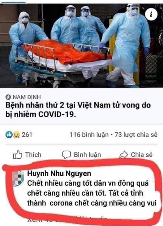 Truy tìm chủ tài khoản Facebook đăng nội dung về covid-19 chết càng nhiều càng vui - Ảnh 1.