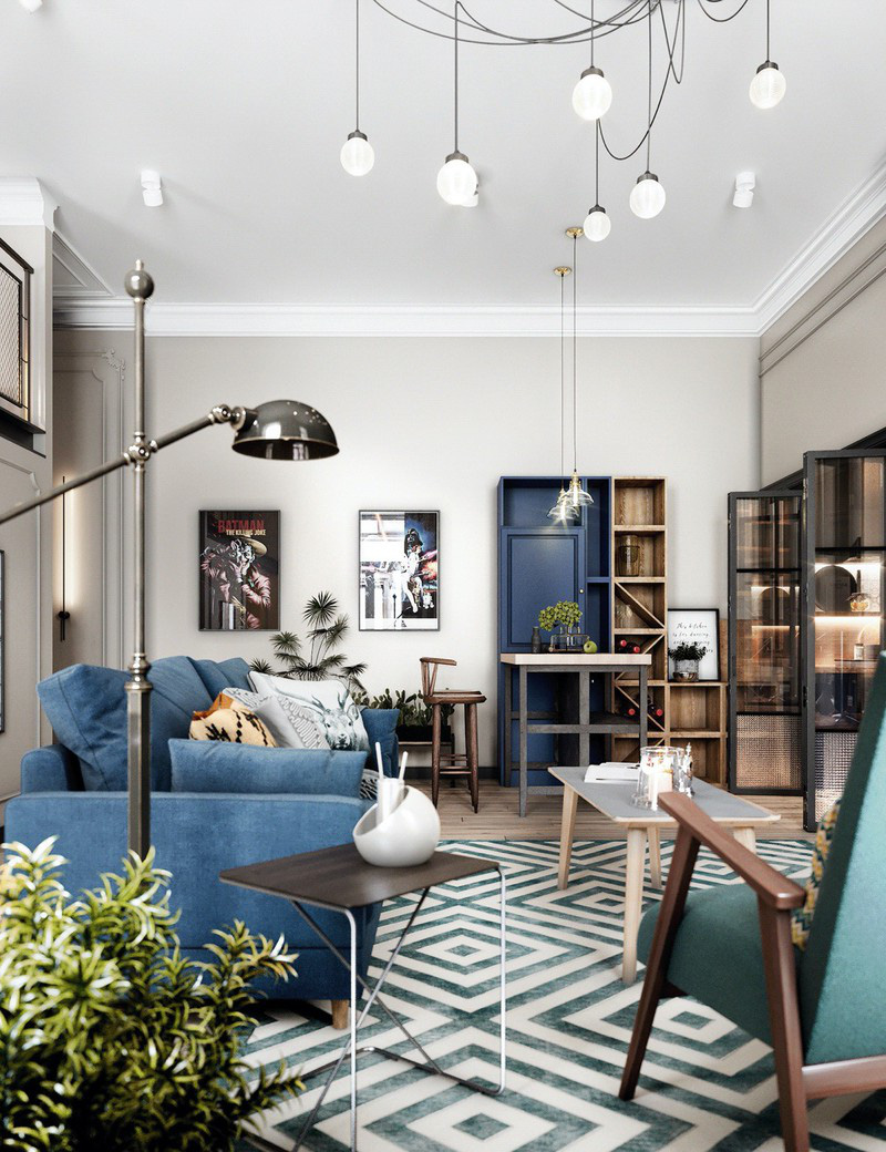 Nhờ c&oacute; g&aacute;c lửng, căn hộ 70m2 trở n&ecirc;n rộng v&agrave; tho&aacute;ng thấy r&otilde; - Ảnh 2.