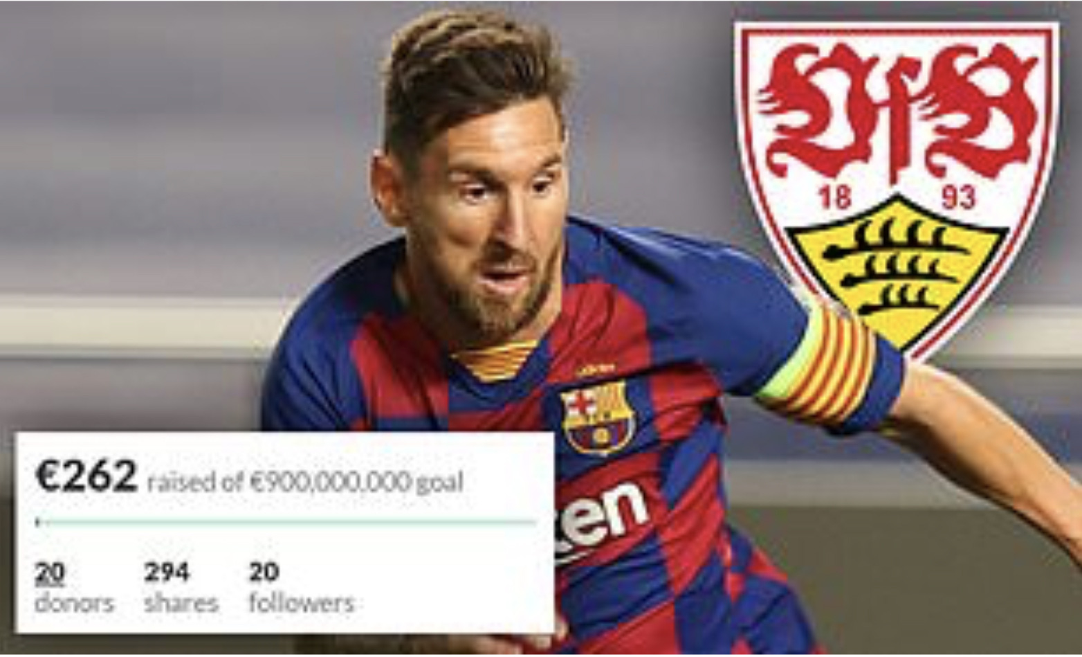 Hài hước: Fan Stuttgart quyên góp 900 triệu euro để mua Messi
