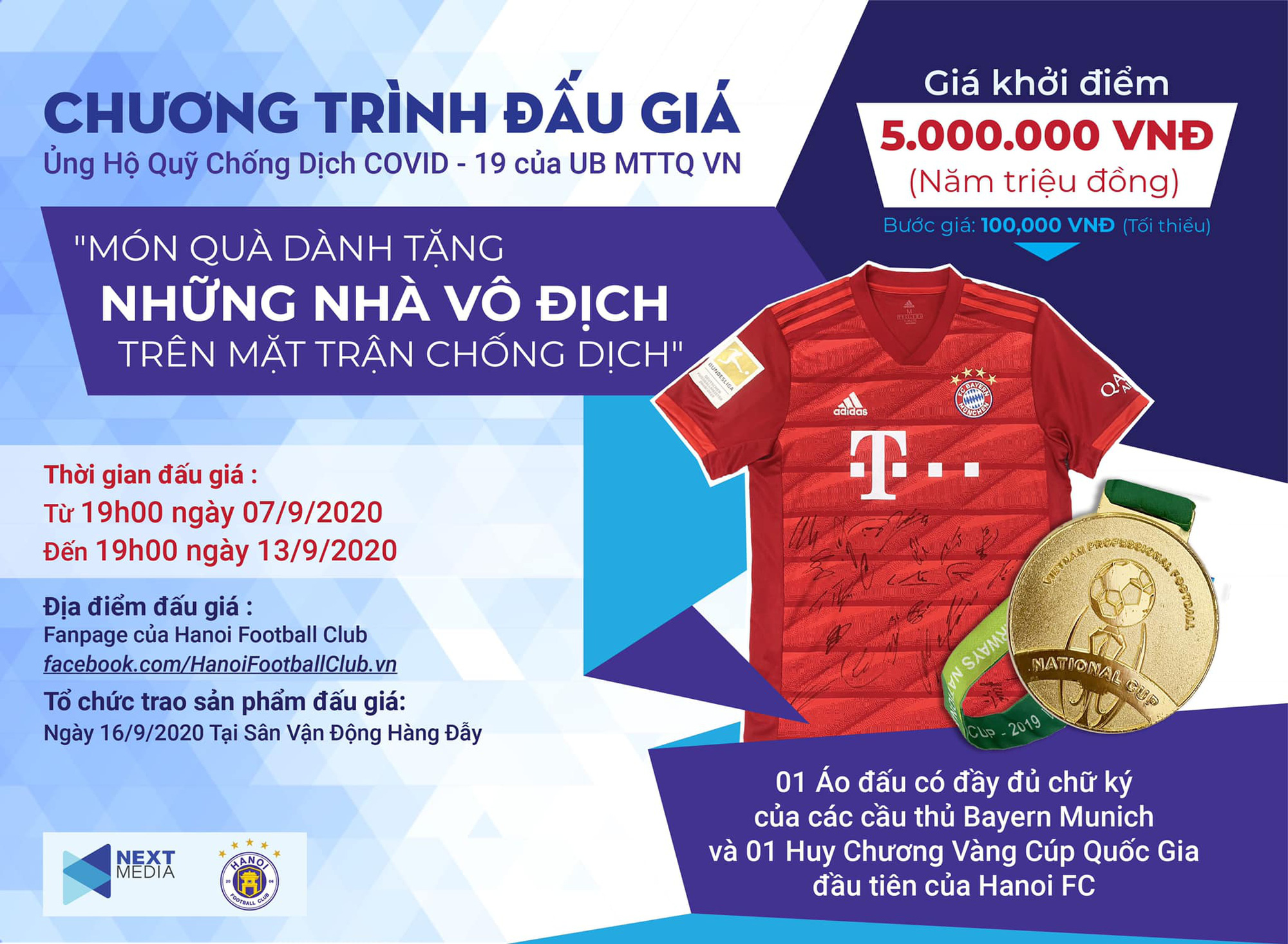 Next Media và Hà Nội FC tổ chức đấu giá vật phẩm ủng hộ công cuộc chống dịch Covid - 19