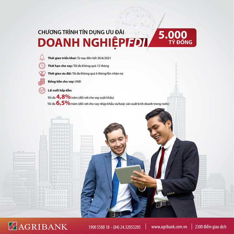 Agribank dành 5.000 tỉ đồng cho vay ưu đãi khách hàng doanh nghiệp FDI