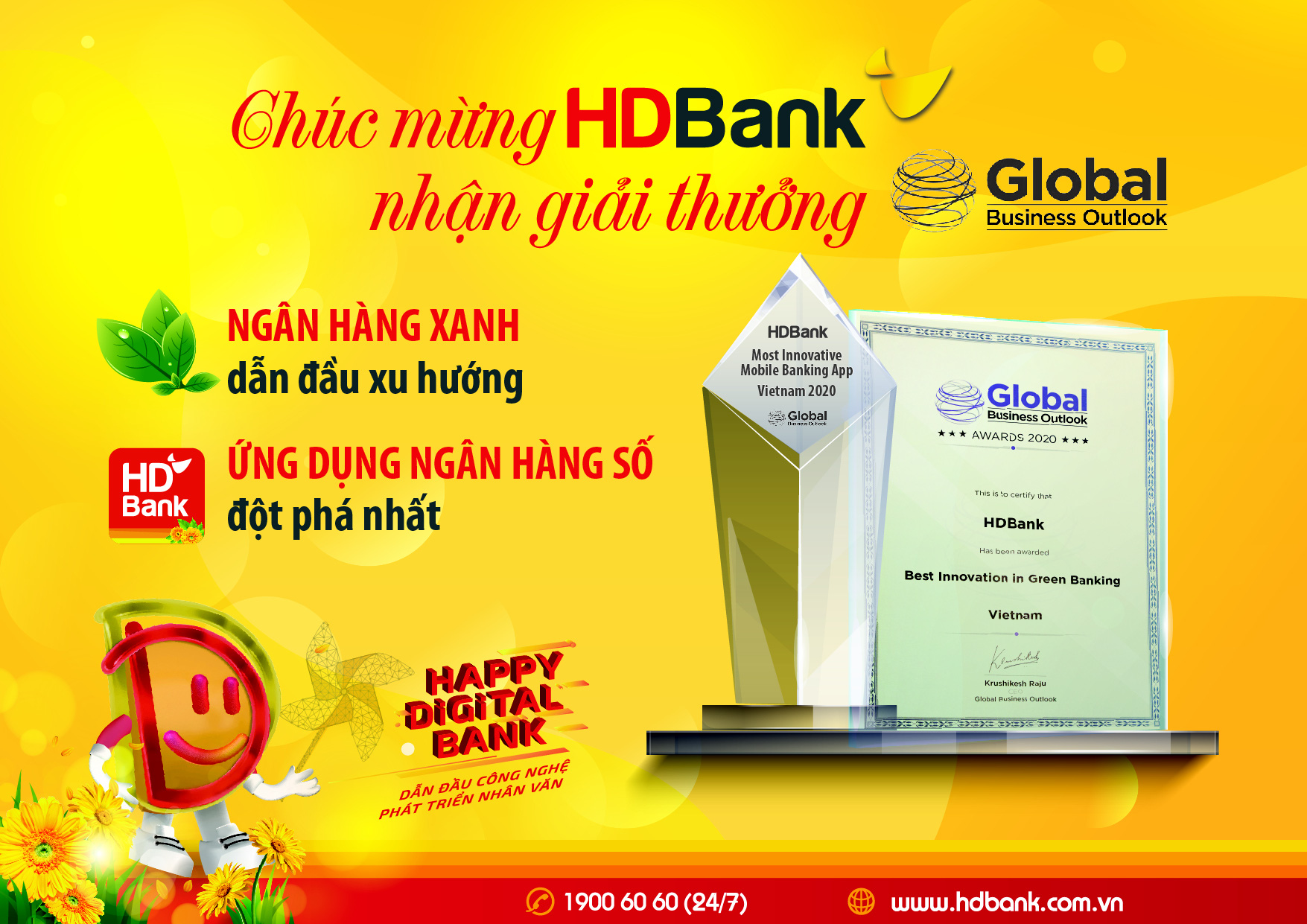 HDBank nhận giải Triển vọng Kinh doanh To&agrave;n cầu năm 2020  - Ảnh 1.