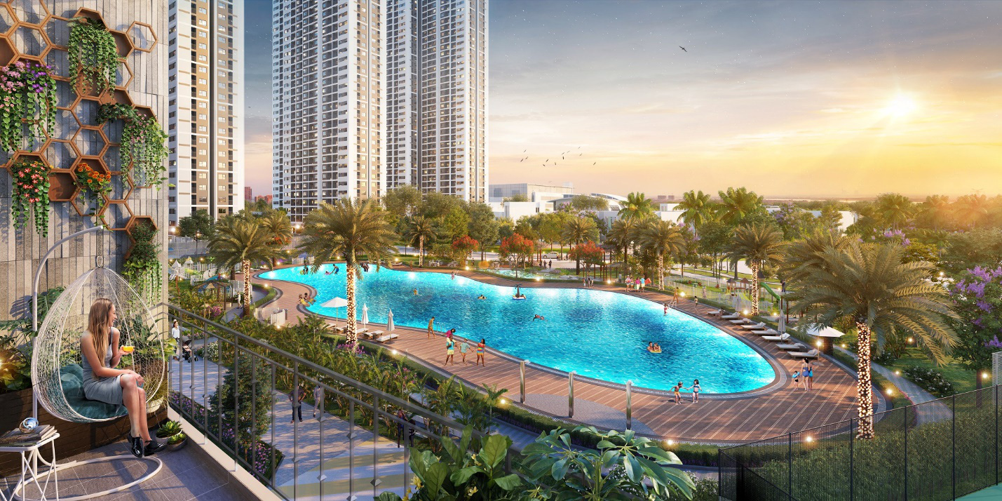 Sống như “nghỉ dưỡng” với bể bơi phong cách resort tại Imperia Smart City - Ảnh 1.