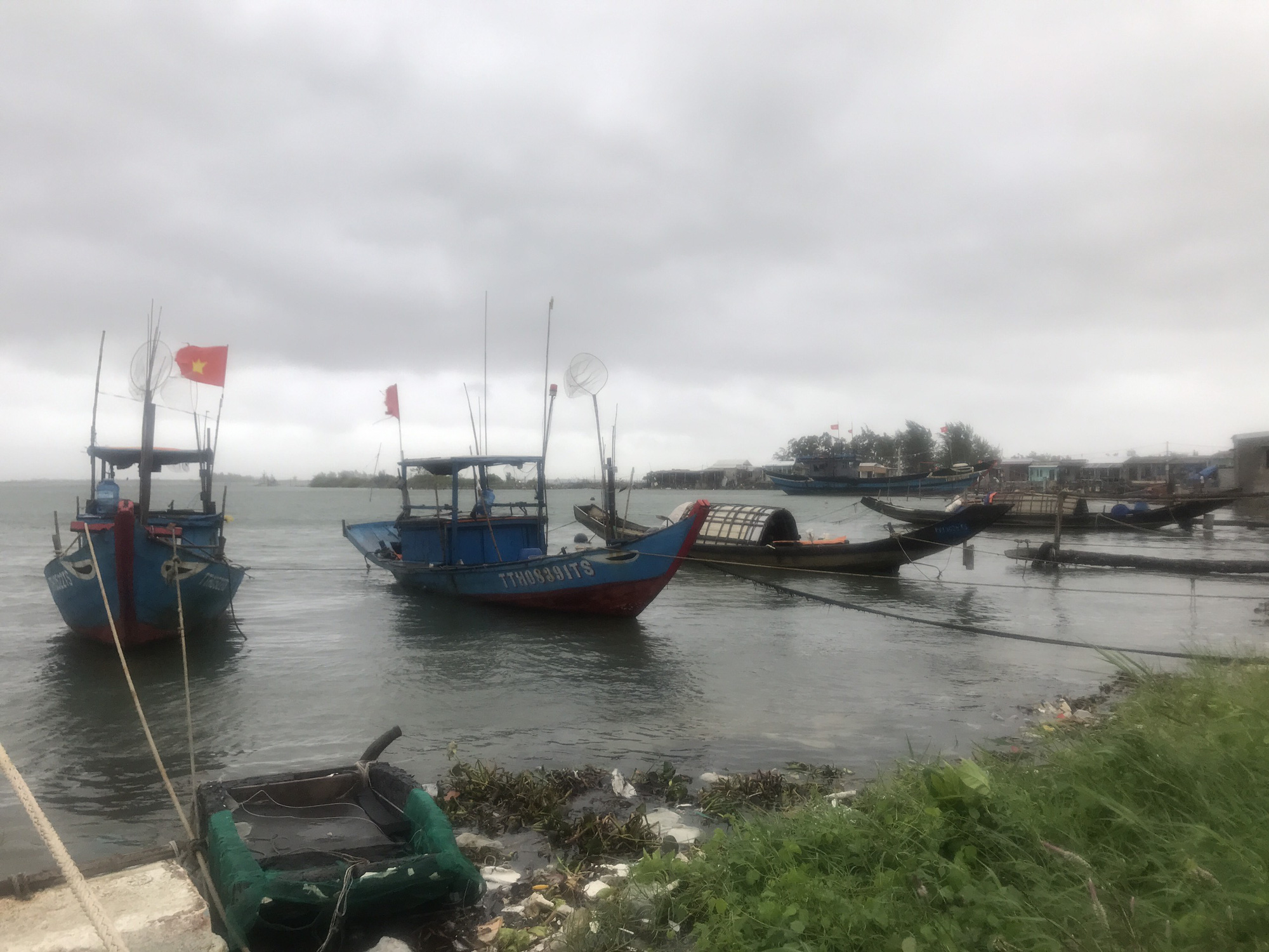 MiềnTrung: C&acirc;y ng&atilde; đổ, h&agrave;ng chục ng&ocirc;i nh&agrave; tốc m&aacute;i trước khi b&atilde;o số 5 đổ bộ - Ảnh 1.