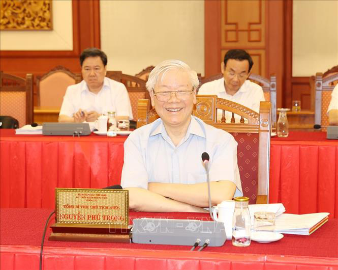 Tổng B&iacute; thư, Chủ tịch nước chủ tr&igrave; buổi l&agrave;m việc với Thường vụ Th&agrave;nh ủy H&agrave; Nội - Ảnh 5.