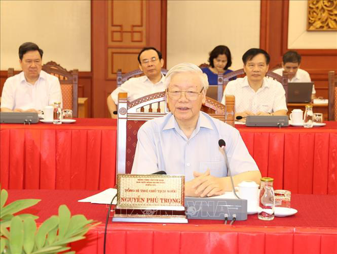 Tổng B&iacute; thư, Chủ tịch nước chủ tr&igrave; buổi l&agrave;m việc với Thường vụ Th&agrave;nh ủy H&agrave; Nội - Ảnh 3.