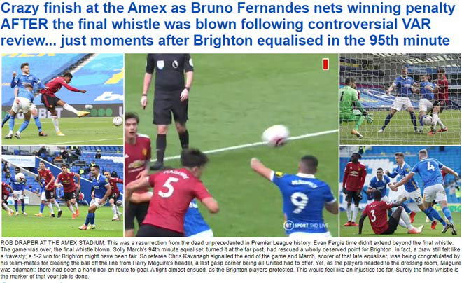 Hưởng phạt đền khi trận đấu đ&atilde; kết th&uacute;c, Man United ngược d&ograve;ng đi&ecirc;n rồ trước Brighton - Ảnh 8.