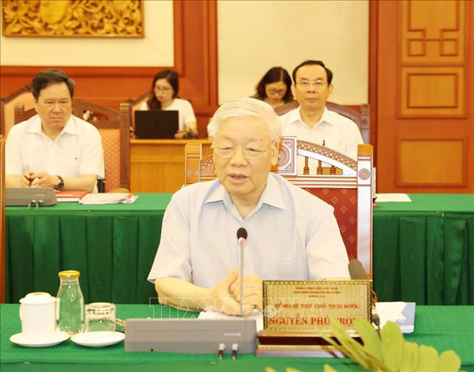 Tổng B&iacute; thư, Chủ tịch nước chủ tr&igrave; buổi l&agrave;m việc với Ban Thường vụ Th&agrave;nh ủy TP HCM - Ảnh 5.
