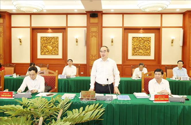 Tổng B&iacute; thư, Chủ tịch nước chủ tr&igrave; buổi l&agrave;m việc với Ban Thường vụ Th&agrave;nh ủy TP HCM - Ảnh 7.