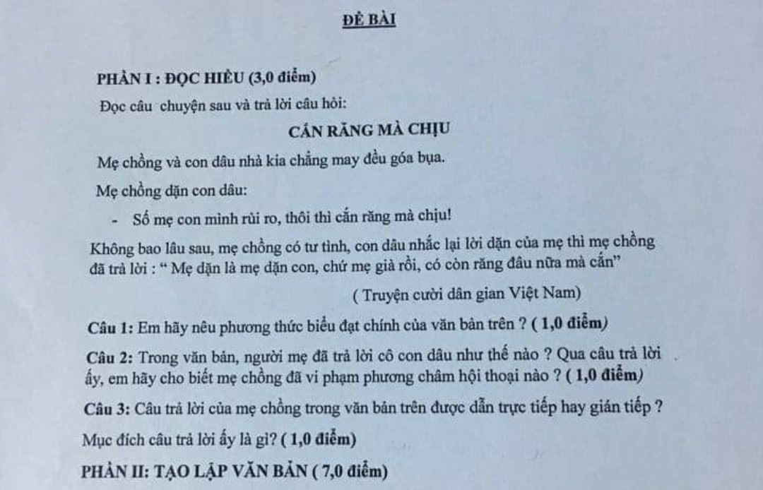 Xôn xao việc giáo viên sử dụng ví dụ "nhạy cảm" khi ra đề ngữ văn lớp 9