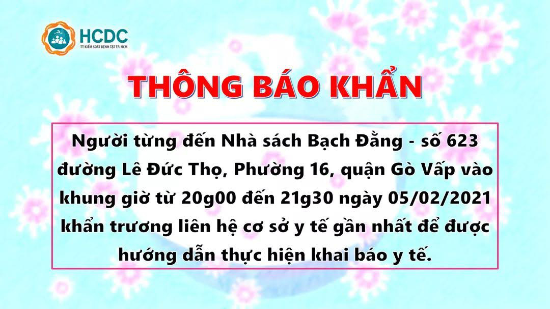 Thông báo khẩn: TP HCM truy tìm người từng đến 2 địa điểm ở Gò Vấp và Thủ Đức