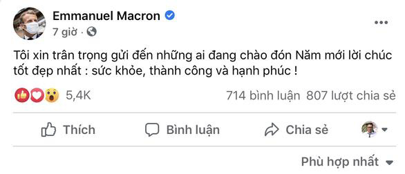Th&ocirc;ng điệp ch&uacute;c tết bằng tiếng Việt của Tổng thống Ph&aacute;p nhận &ldquo;b&atilde;o like&rdquo; - Ảnh 1.