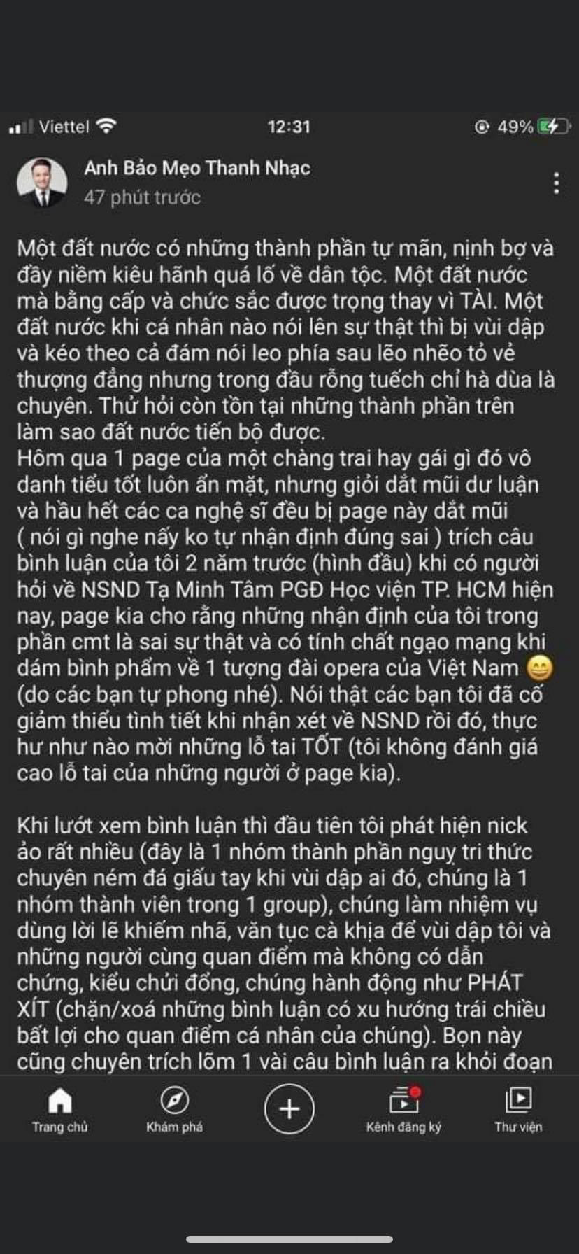 Bị ch&ecirc; h&aacute;t dở, NSND Tạ Minh T&acirc;m n&oacute;i g&igrave;? - Ảnh 2.
