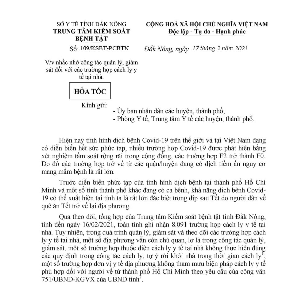 Đắk N&ocirc;ng: Nhiều trường hợp bỏ trốn, rời nơi c&aacute;ch ly ph&ograve;ng chống Covid-19 - Ảnh 1.