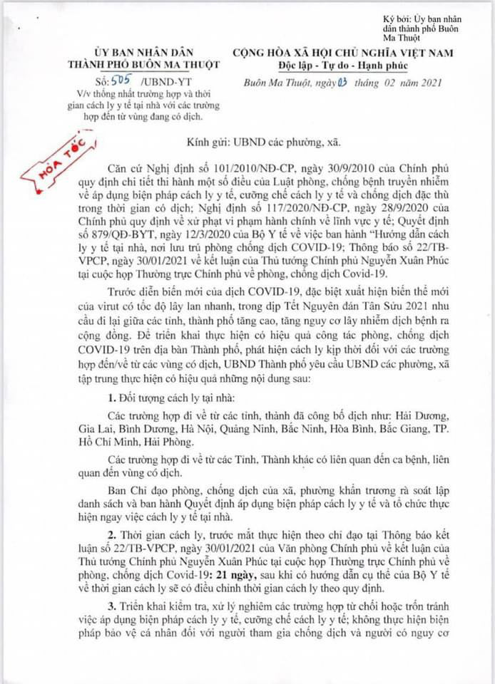 Xôn xao công văn cách ly công dân từ TP HCM, Bình Dương về quê ăn Tết - Ảnh 1.