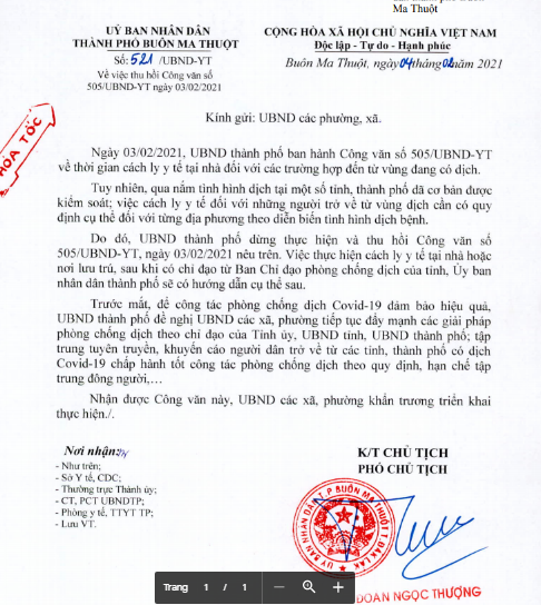 Thu hồi công văn yêu cầu cách ly công dân từ TP HCM, Bình Dương về quê ăn Tết