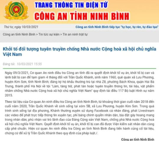 Bắt người đàn ông dùng Facebook để Livestream tuyên truyền chống phá Nhà nước