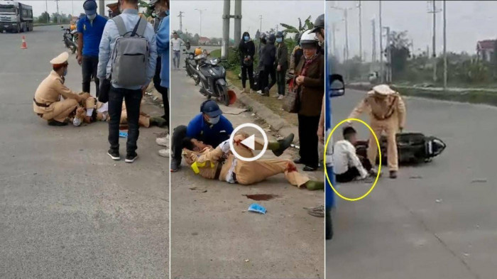 Thiếu niên "thông chốt", tông gãy chân, tay thượng úy CSGT
