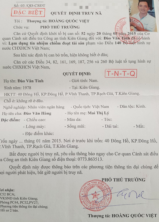 Truy n&atilde; đặc biệt Đ&agrave;o Văn T&iacute;nh - Ảnh 2.