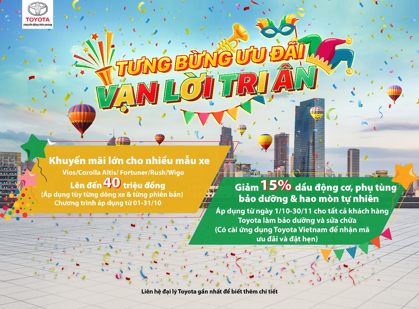 Toyota tung gói ưu đãi bán hàng và dịch vụ hấp dẫn, tri ân khách hàng trong tháng 10