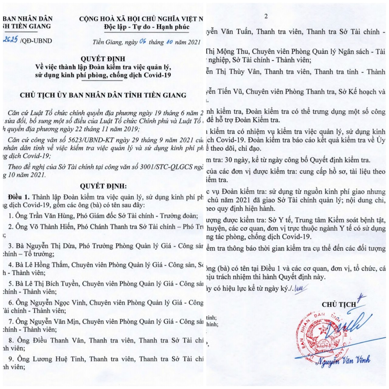 Tiền Giang thành lập đoàn kiểm tra kinh phí phòng, chống Covid-19