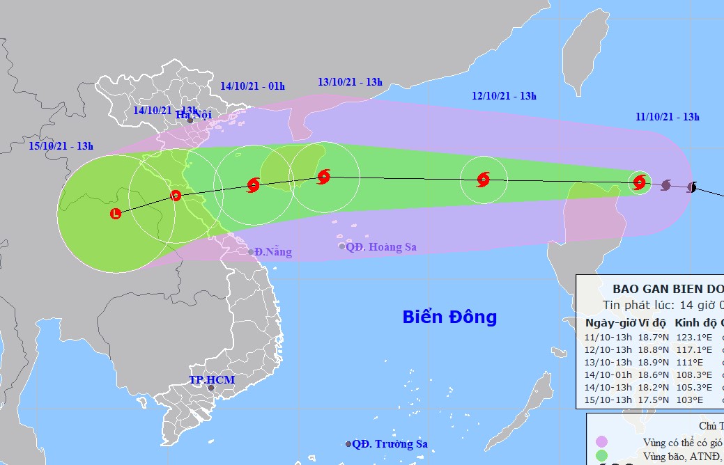 Bão Kompasu giật cấp 13, hướng vào miền Trung