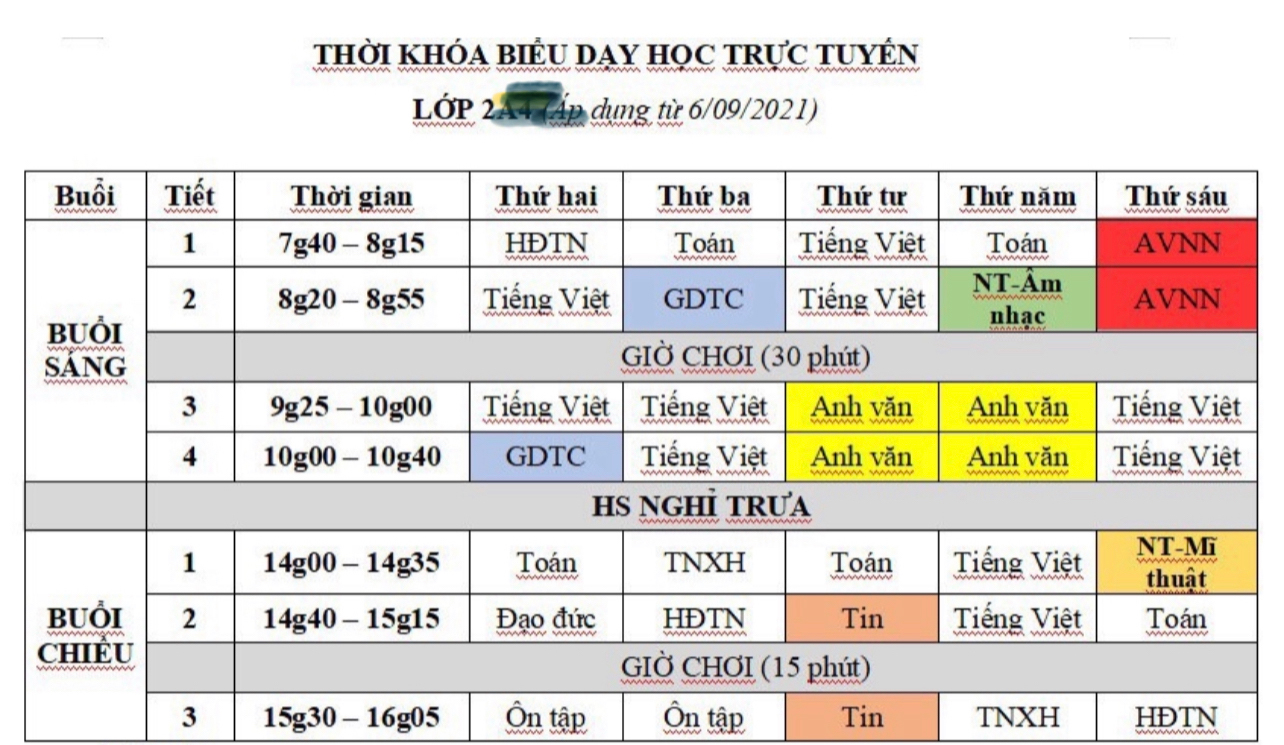 Thời khóa biểu học trực tuyến: Thấy mà ngợp!