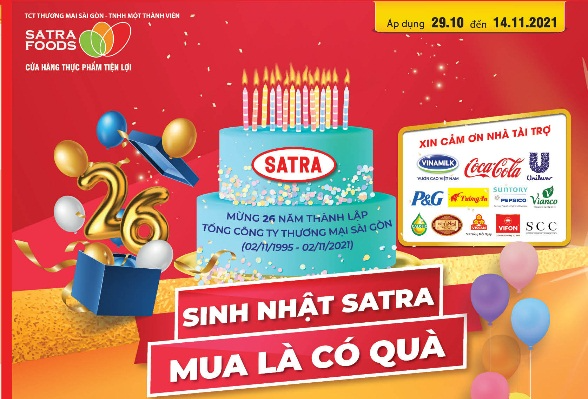 Hệ thống bán lẻ Satra tổ chức chương trình khuyến mại “Sinh nhật Satra - Mua là có quà”