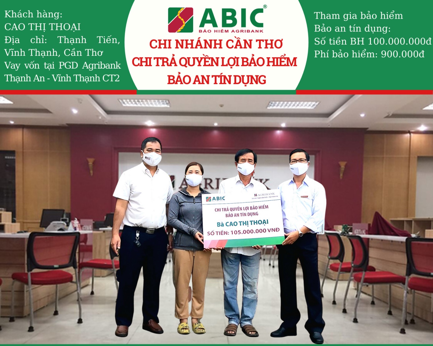 Agribank Vĩnh Thạnh Cần Thơ II chia sẻ rủi ro với khách hàng - Ảnh 1.
