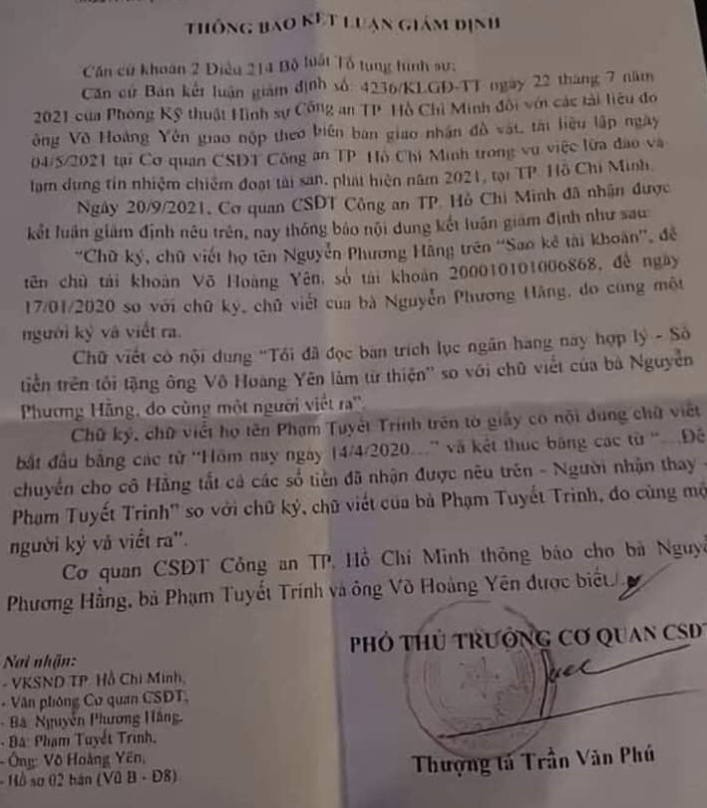 Diễn biến mới nhất vụ Nguyễn Phương Hằng - V&otilde; Ho&agrave;ng Y&ecirc;n - Ảnh 1.