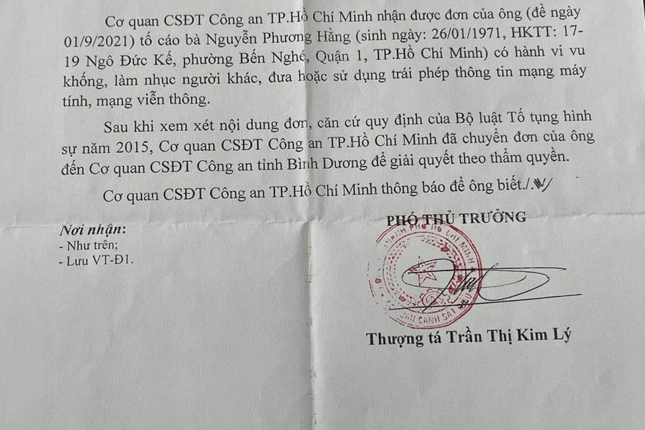 C&ocirc;ng an TP HCM gửi th&ocirc;ng b&aacute;o đến ca sĩ Đ&agrave;m Vĩnh Hưng - Ảnh 1.