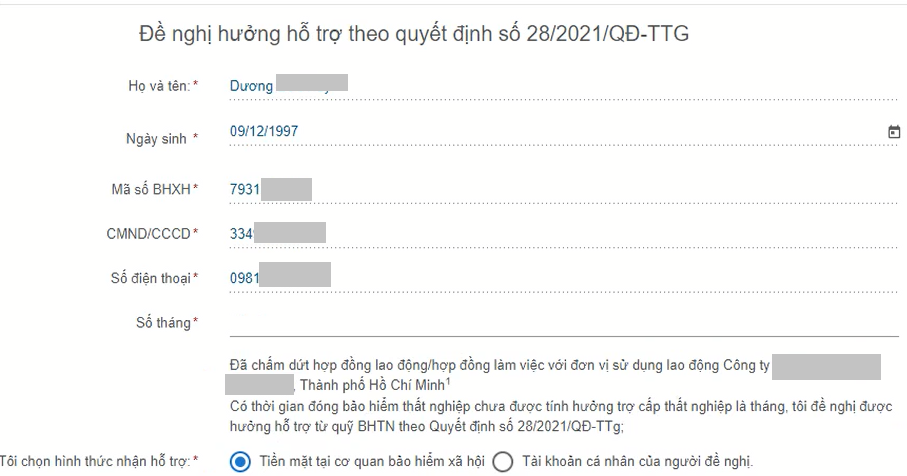 C&aacute;ch đăng k&yacute; online nhận hỗ trợ theo Nghị quyết 116 với người lao động đ&atilde; chấm dứt hợp đồng - Ảnh 6.