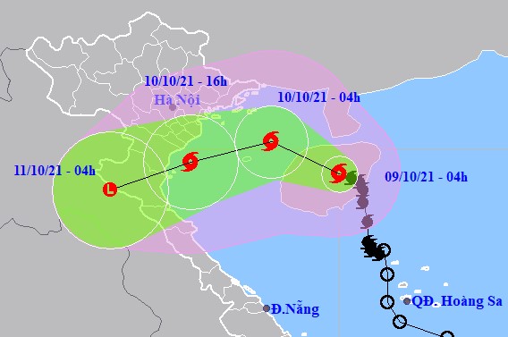 Bão số 7 giật cấp 11 vào vịnh Bắc Bộ, đổi hướng di chuyển vào nước ta