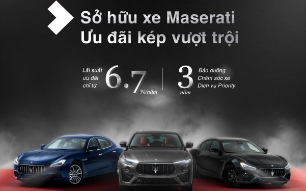 Techcombank hợp tác cùng Maserati tung gói ưu đãi độc quyền cho khách hàng mua xe