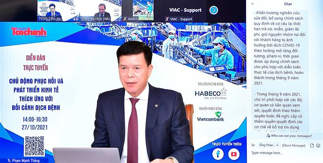 Vietcombank đồng h&agrave;nh Diễn Đ&agrave;n &ldquo;Chủ động phục hồi v&agrave; ph&aacute;t triển kinh tế, th&iacute;ch ứng với bối cảnh dịch bệnh&rdquo; - Ảnh 1.