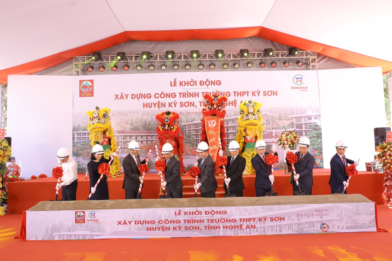 Trung Nam tổ chức khởi công trường học ở miền núi Nghệ An - Ảnh 1.