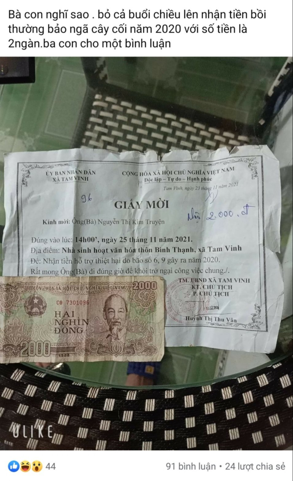 Quảng Nam: Xôn xao vụ một hộ dân nhận hỗ trợ thiệt hại do bão chỉ 2.000 đồng - Ảnh 1.